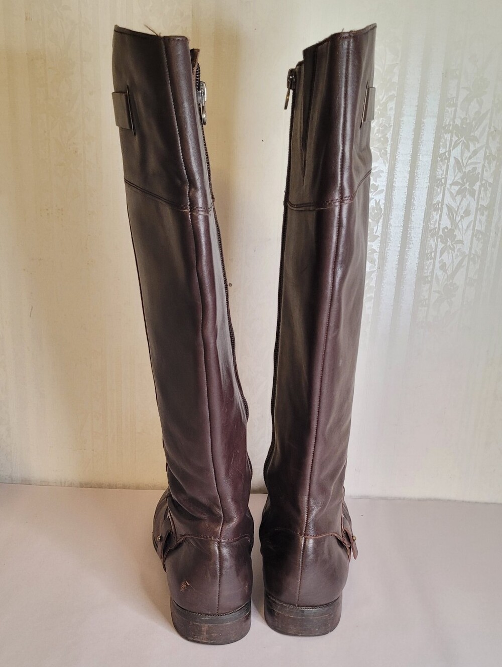 Etienne Aigner E-Gilbert Brown Leather Riding Boots Size 10 - Picture 6 of 12